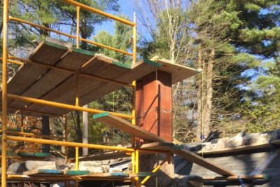 Dismantled and rebuilt chimney