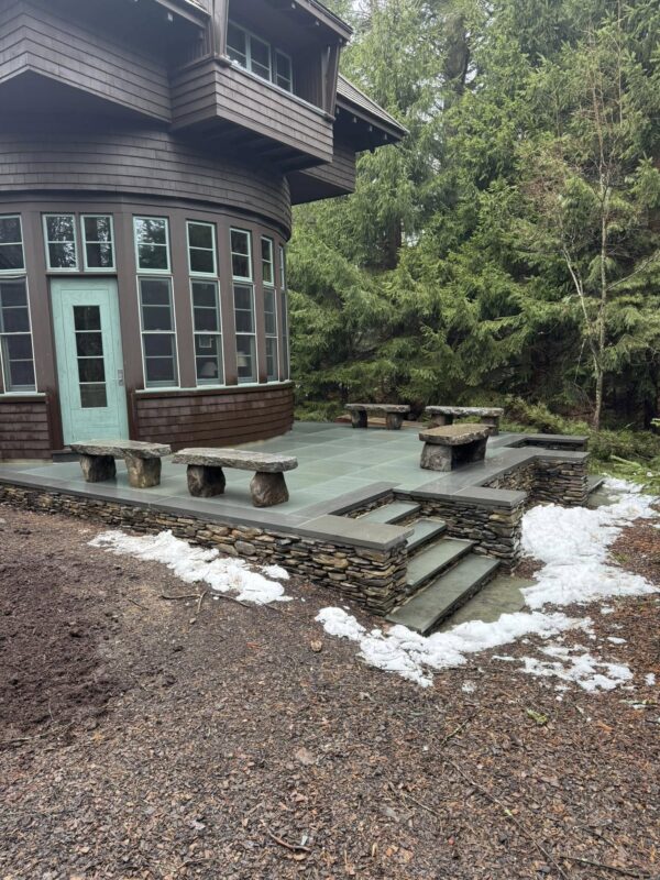 Installed stone benched